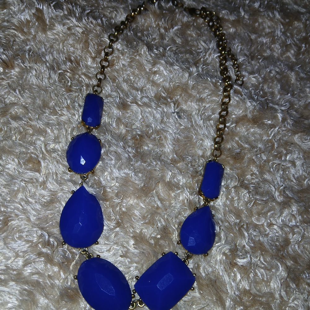Vibrant Blue Geometric Bead Necklace